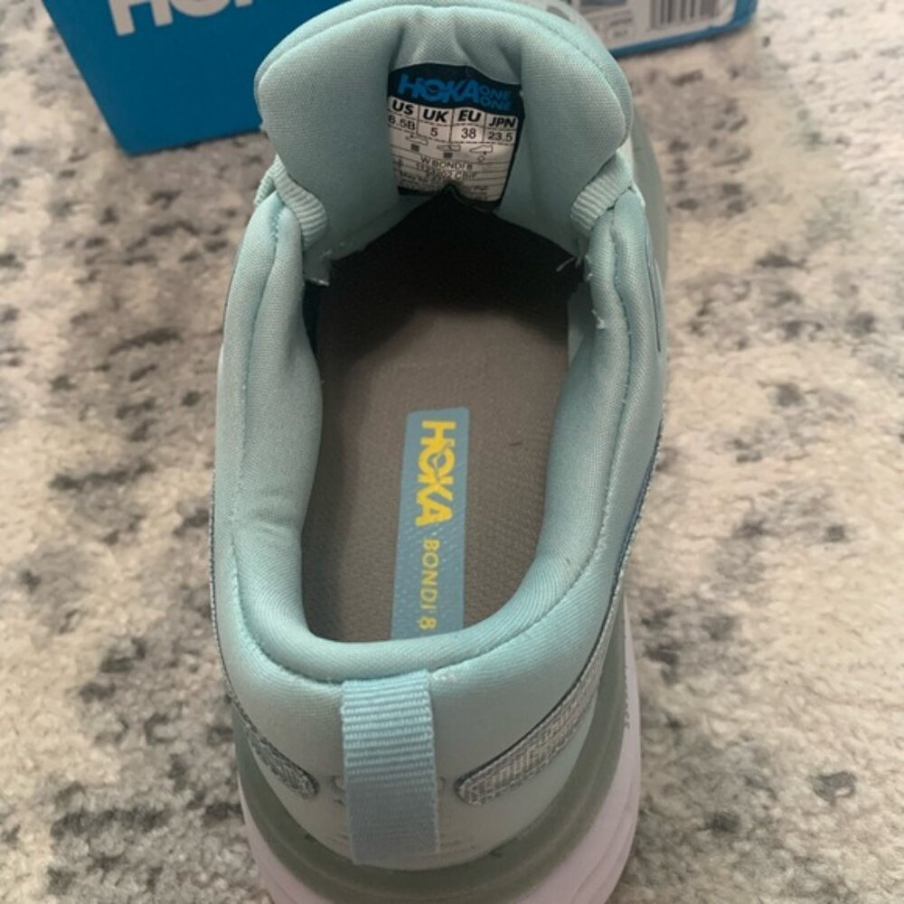 Hoka One One Bondi 8 Light Blue Women’s Running Shoe Sizes 5B, 6B, 6.5B, 7.5B - Picture 5 of 6
